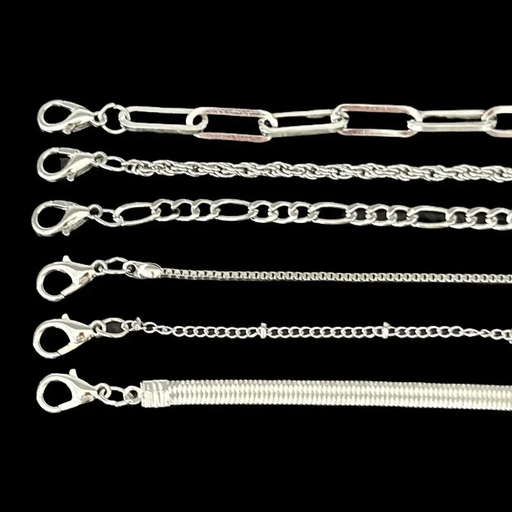 The Uptown Six– Men’s Silver Tone Chain Bracelets in Mixed Styles